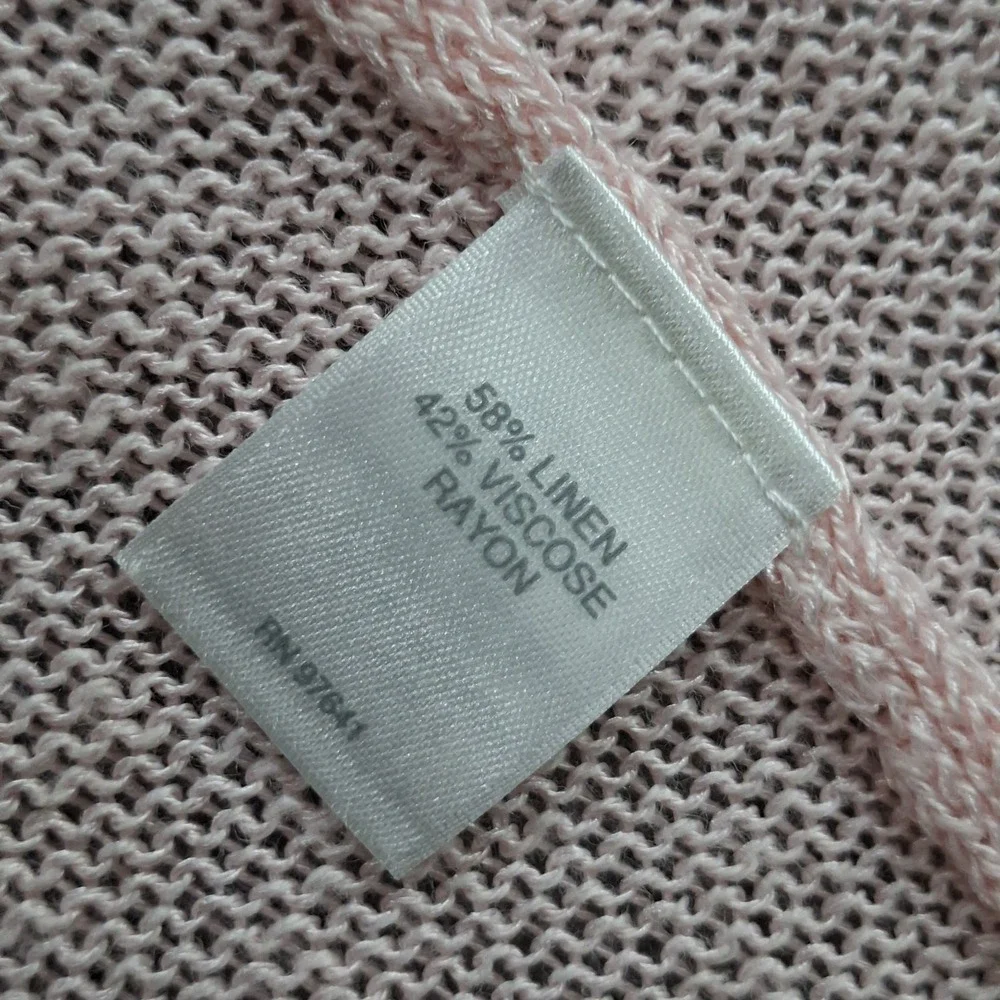 J. Jill Cardigan Womens L Pink Open Front Long Sleeve Knit Pockets Linen Blend‎